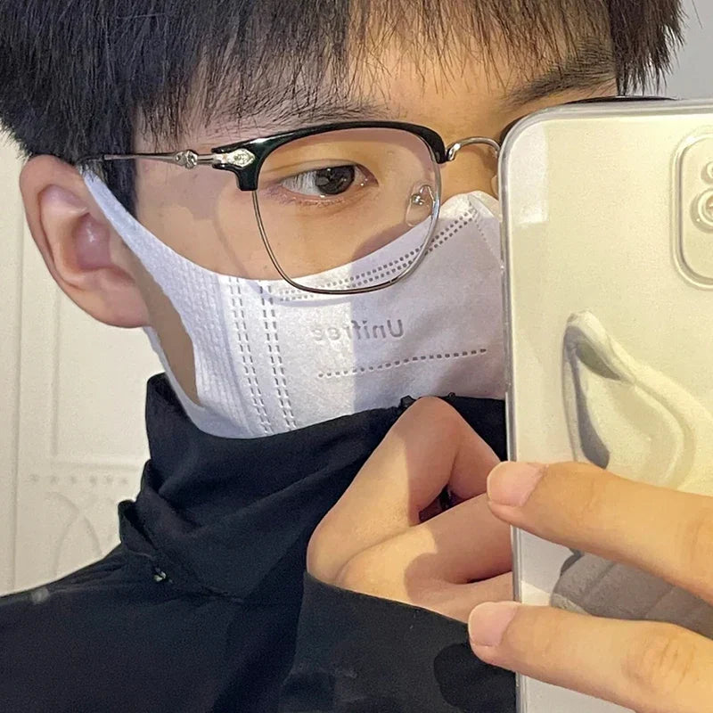 Vintage Square Half-Rim Frame Glasses